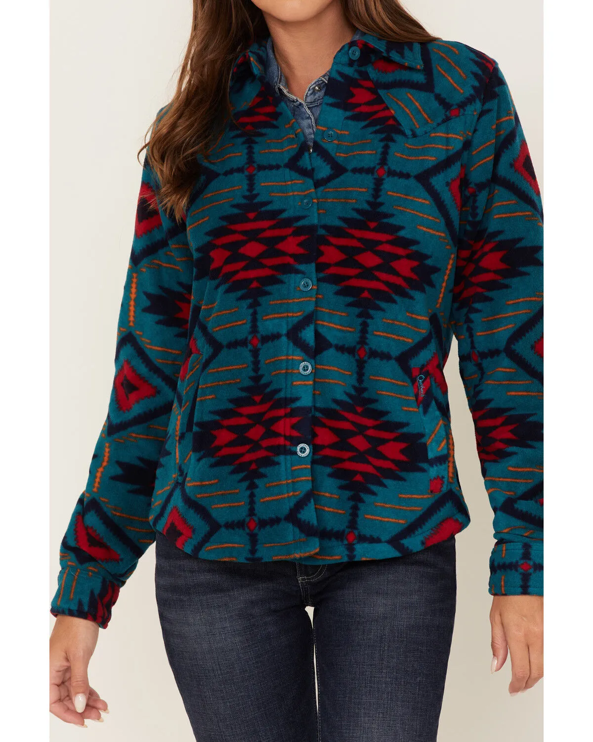 Outback Trading Co Women's Southwestern Print Eleanor Long Sleeve Button-Down Shirt