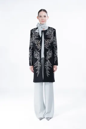 'PAISLEY FLORETTES' CLASSIC COLLARLESS COAT