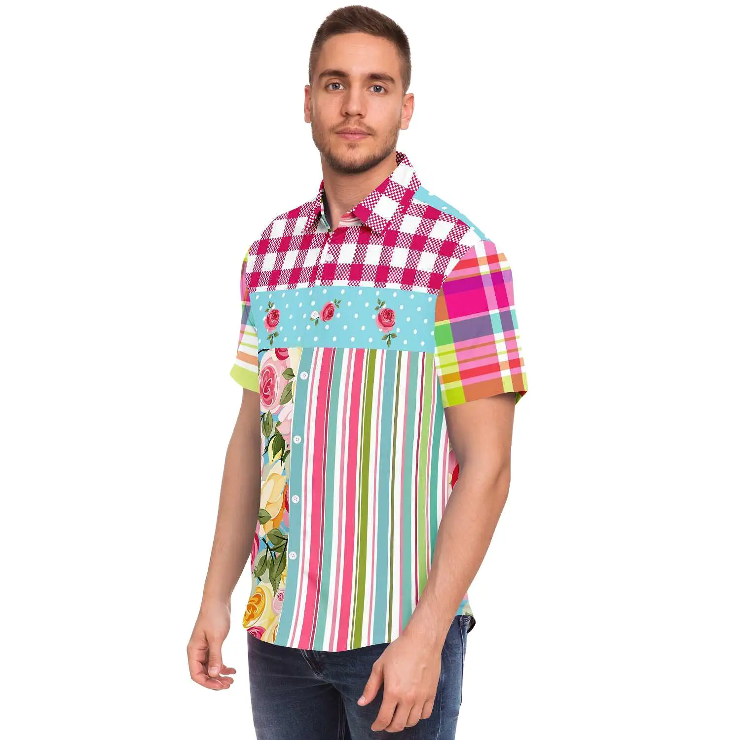 Parade of Roses Short Sleeve Button Down Shirt