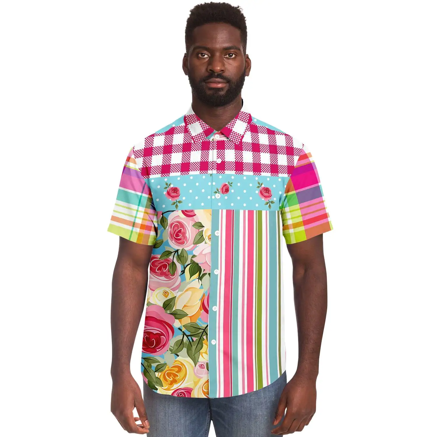 Parade of Roses Short Sleeve Button Down Shirt