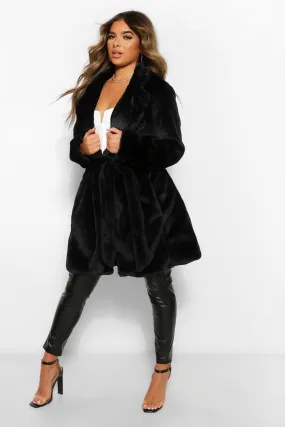 Petite Faux Fur Belted Coat