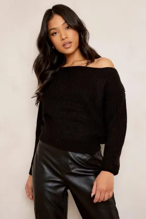 Petite Recycled Boat Neck Crop Sweater