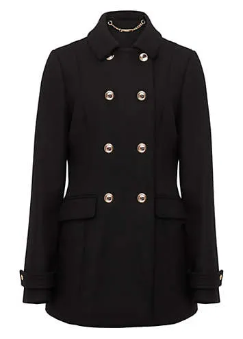 Phase Eight Aurelie Black Wool Smart Peacoat | Grattan