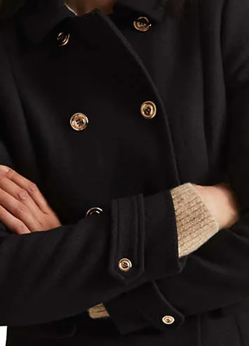 Phase Eight Aurelie Black Wool Smart Peacoat | Grattan