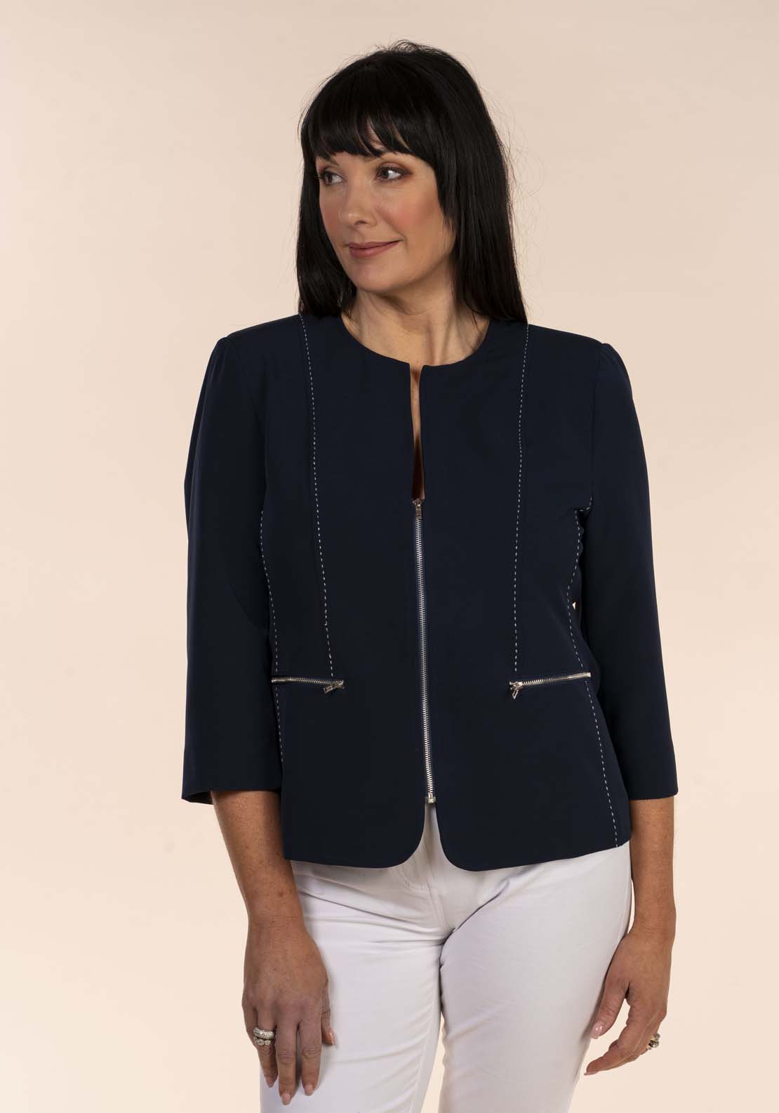 Pick Stitch Blazer - Navy