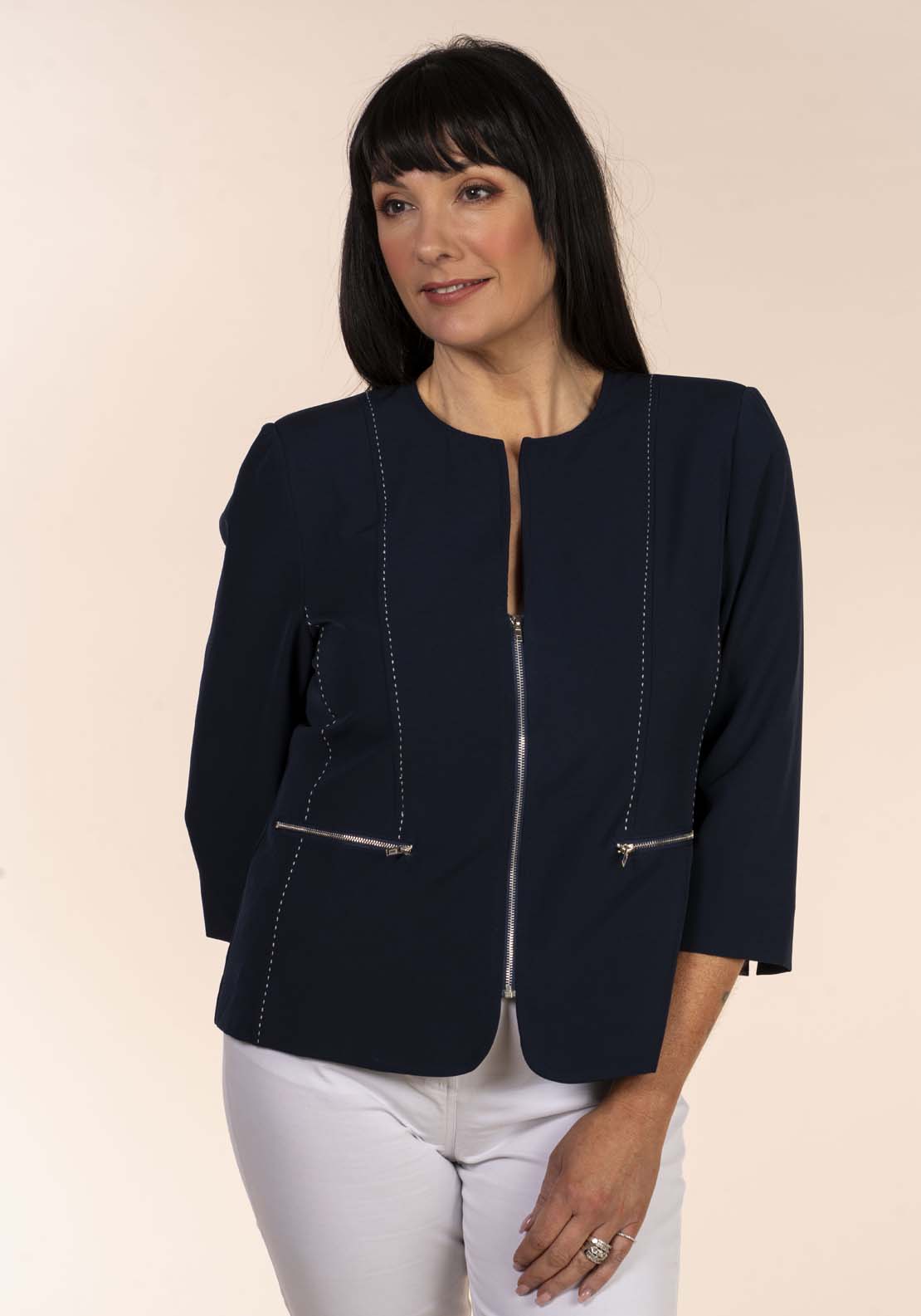 Pick Stitch Blazer - Navy