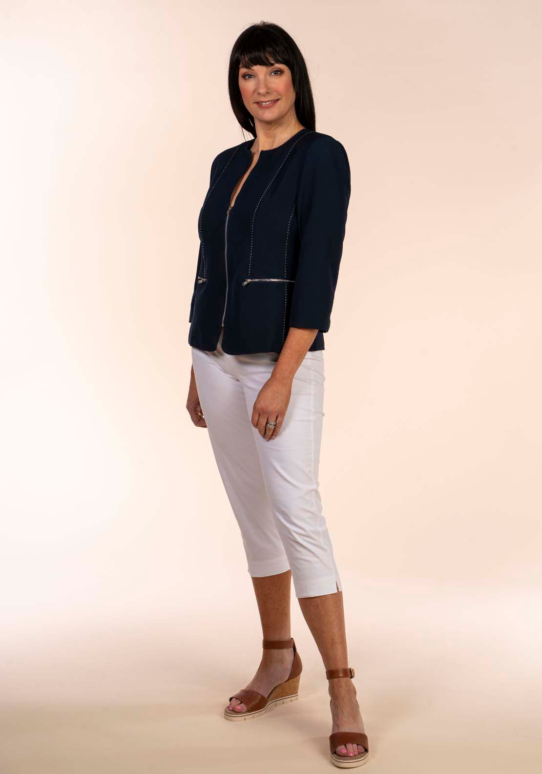 Pick Stitch Blazer - Navy