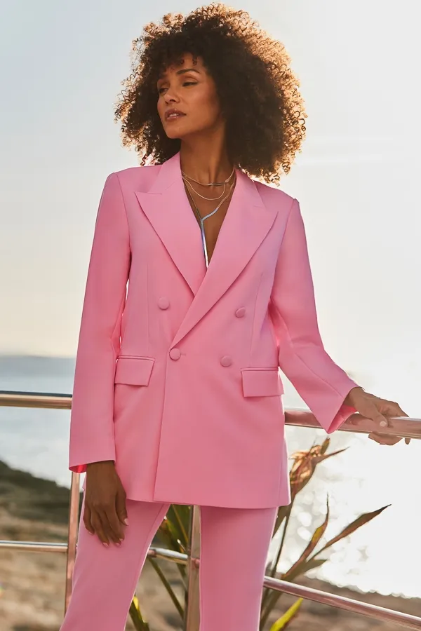 Pink Double Breasted Blazer