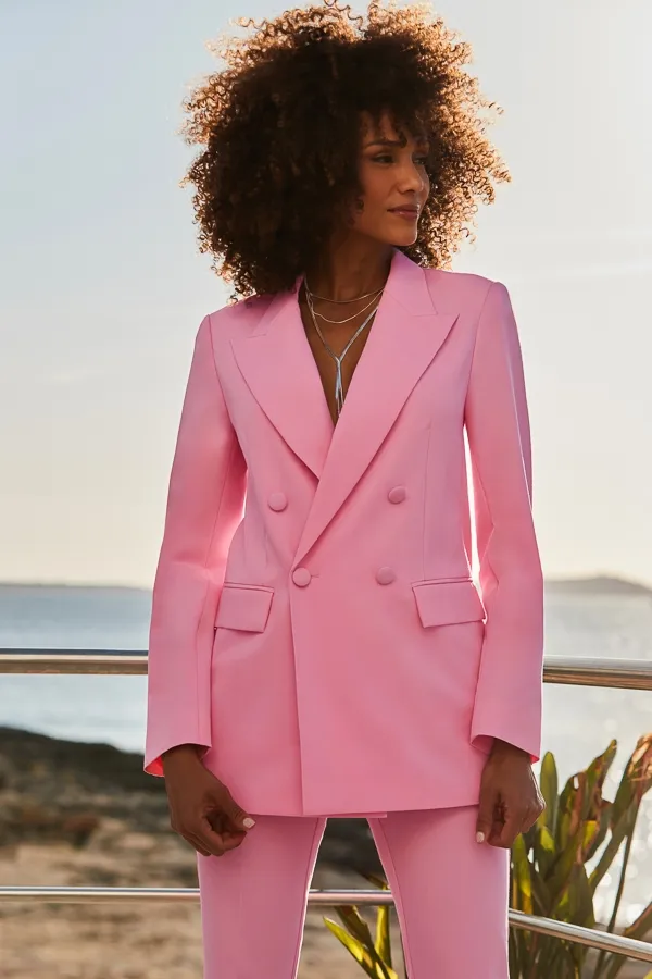 Pink Double Breasted Blazer