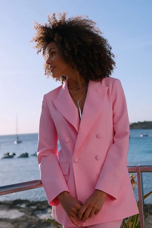 Pink Double Breasted Blazer