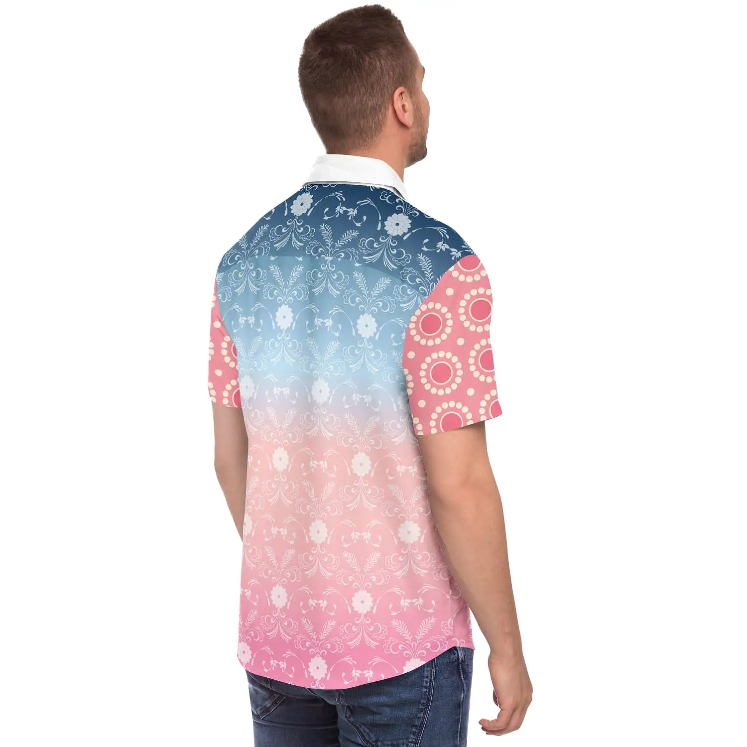 Pink Glacier Short Sleeve Button Down Shirt