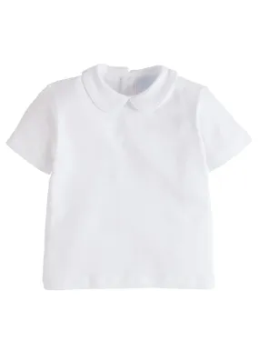 Piped Peter Pan Short Sleeve Shirt - White