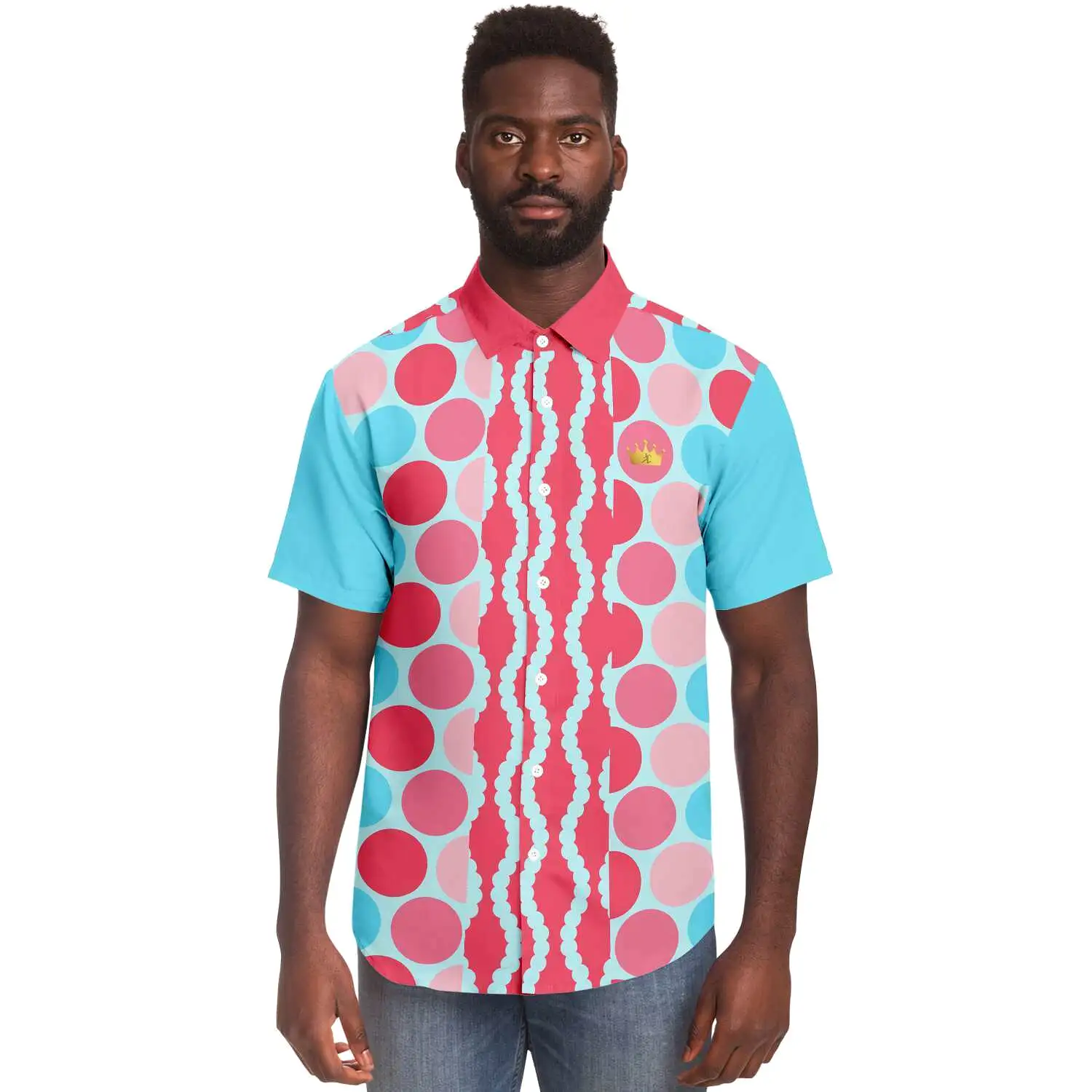 Polka Time Short Sleeve Button Down Shirt