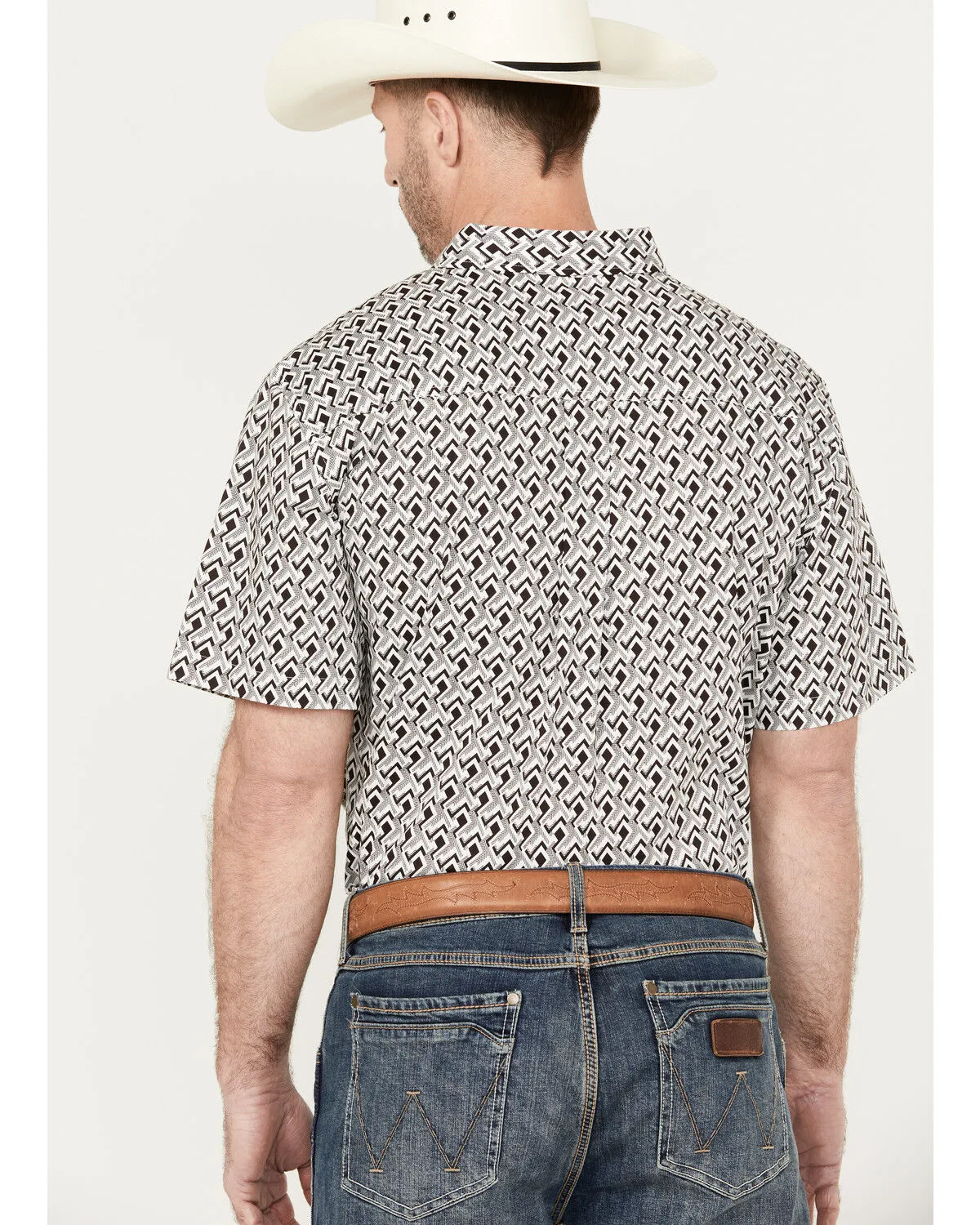 Product Name:  RANK 45® Men's West Trellis Geo Print Short Sleeve Button-Down Shirt