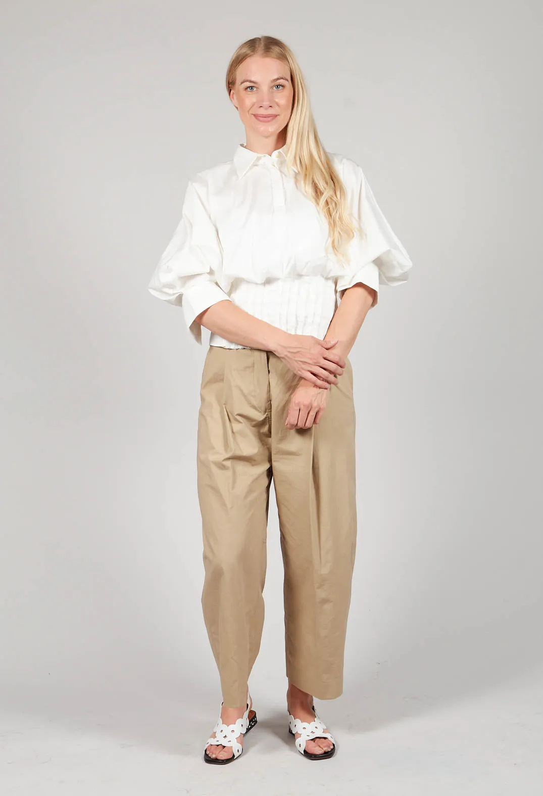 Puff Sleeve Shirt in Latte