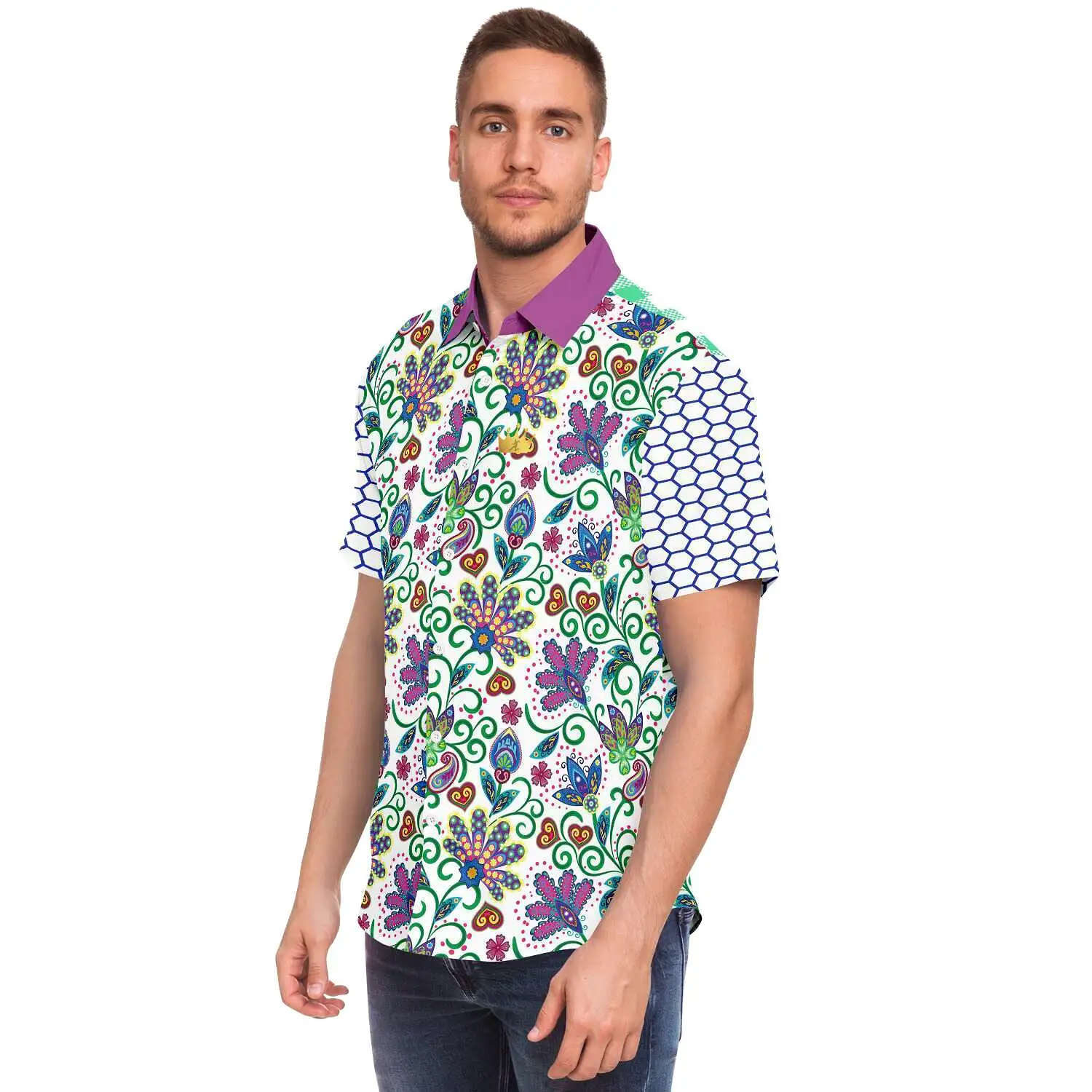 Purple Majesty Short Sleeve Button Down Shirt