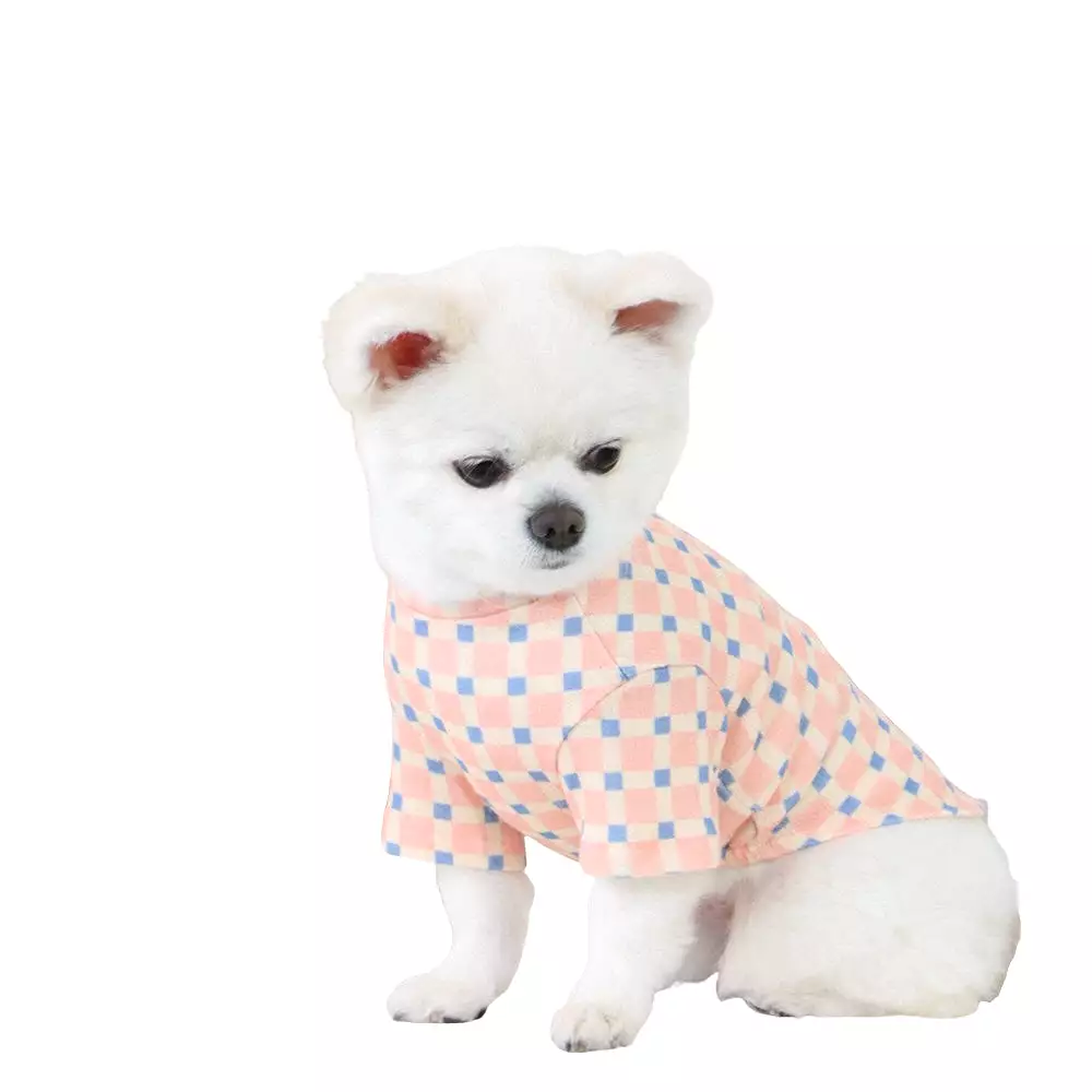 R logo Dogs Clothes Checked patterned Casual Cute Comfortable Clothing Sweaters Korean Designers Apparel Outfits Pastel Colours 