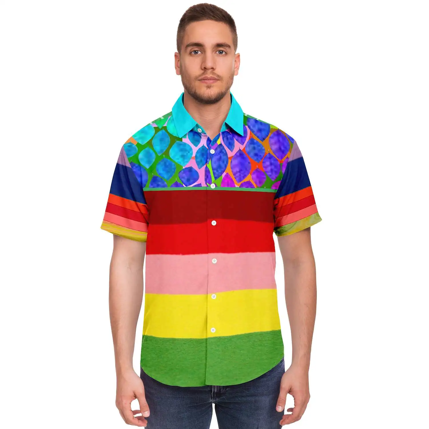 Rainbow-Tastic Short Sleeve Button Down Shirt