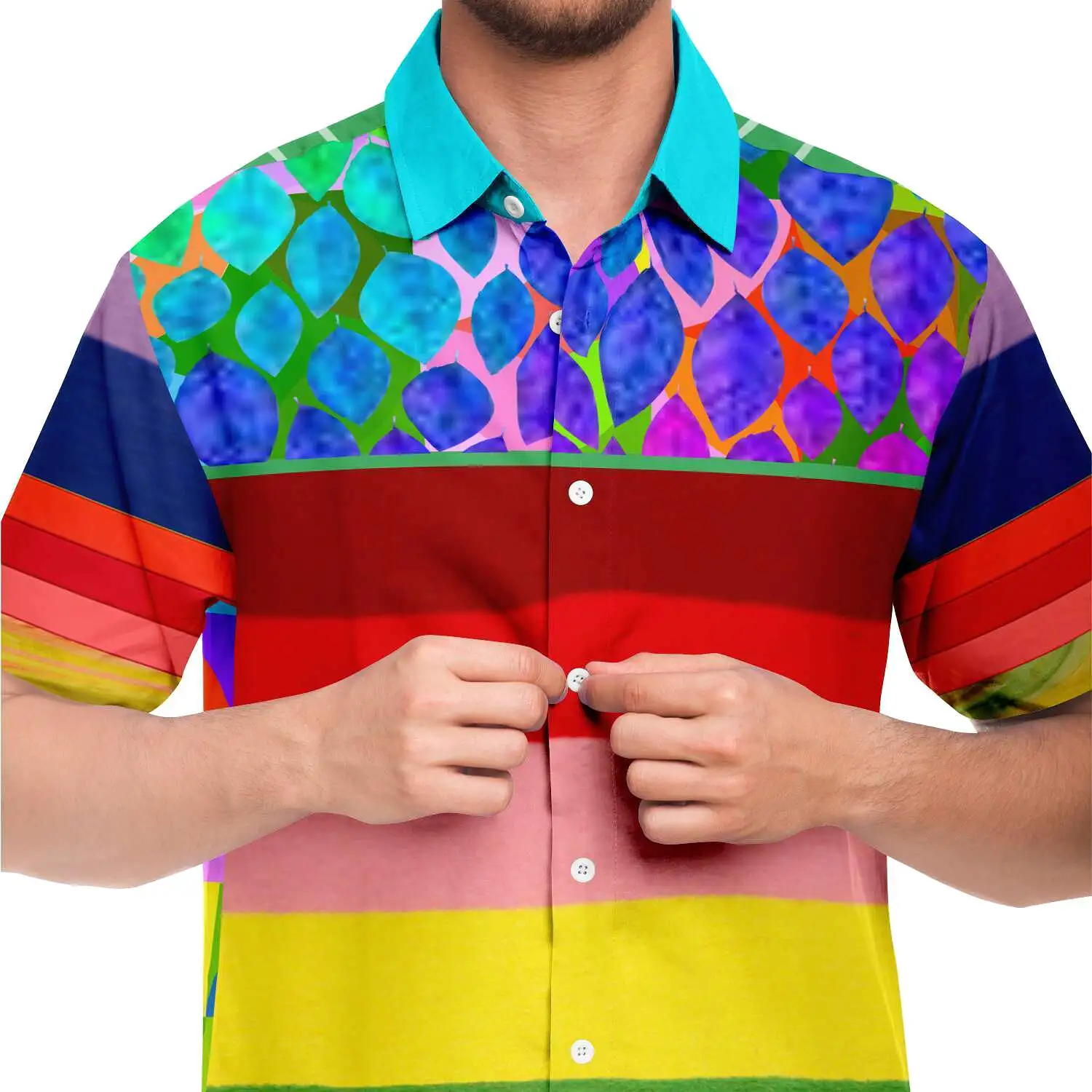 Rainbow-Tastic Short Sleeve Button Down Shirt