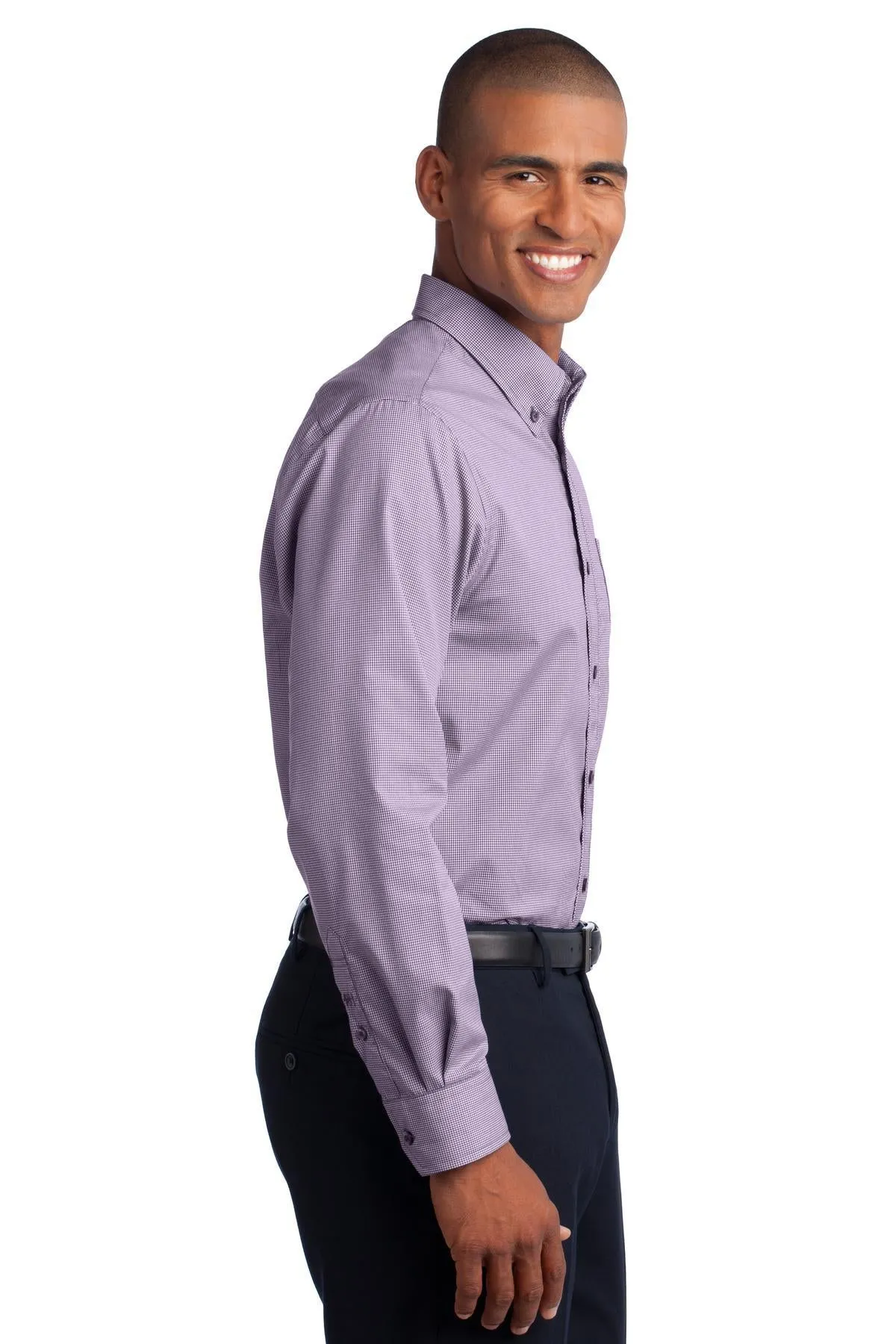 Red House - Mini-Check Non-Iron Button-Down Shirt RH66 Bermuda Purple