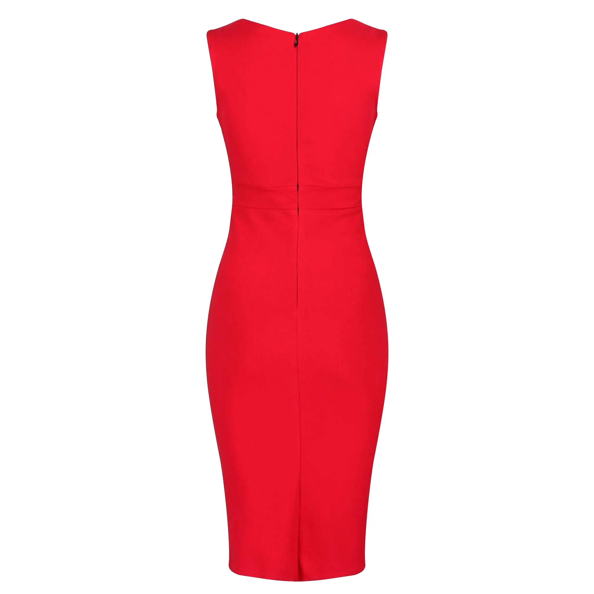 Red Sleeveless Crossover Top Bodycon Midi Dress