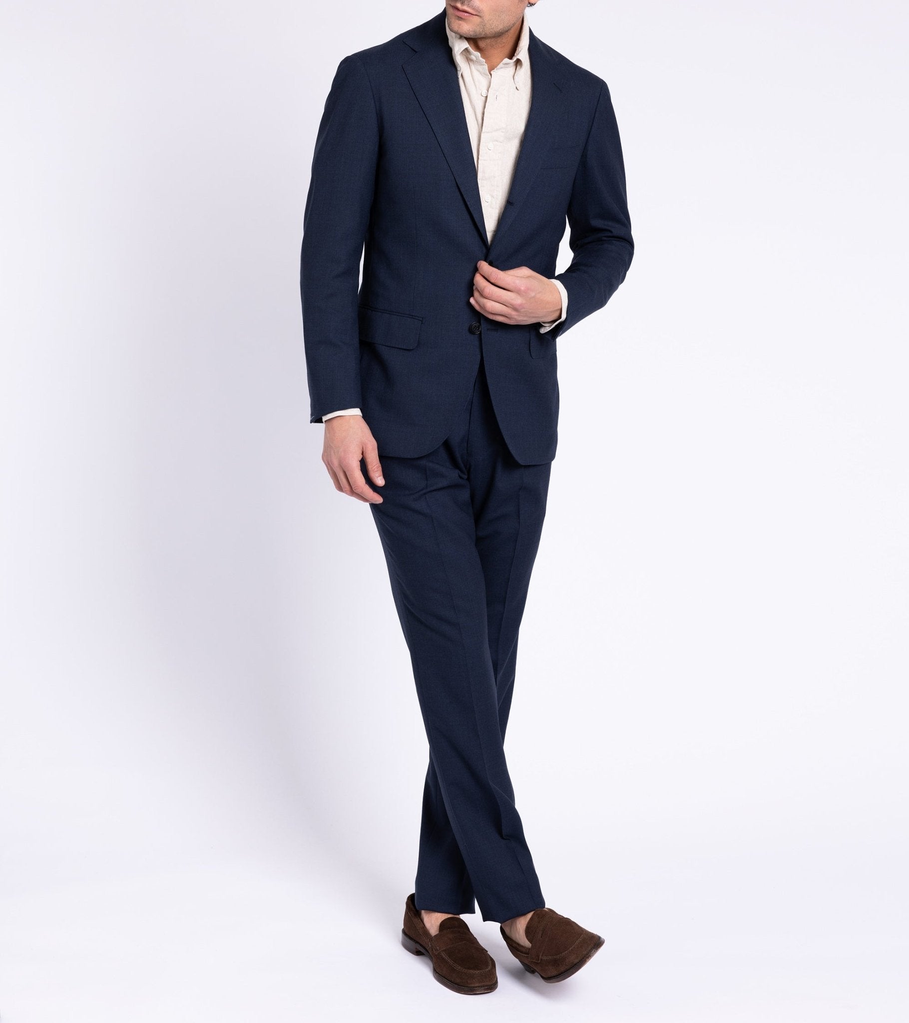 Ring Jacket Calm Twist Wool Suit: Slate Blue