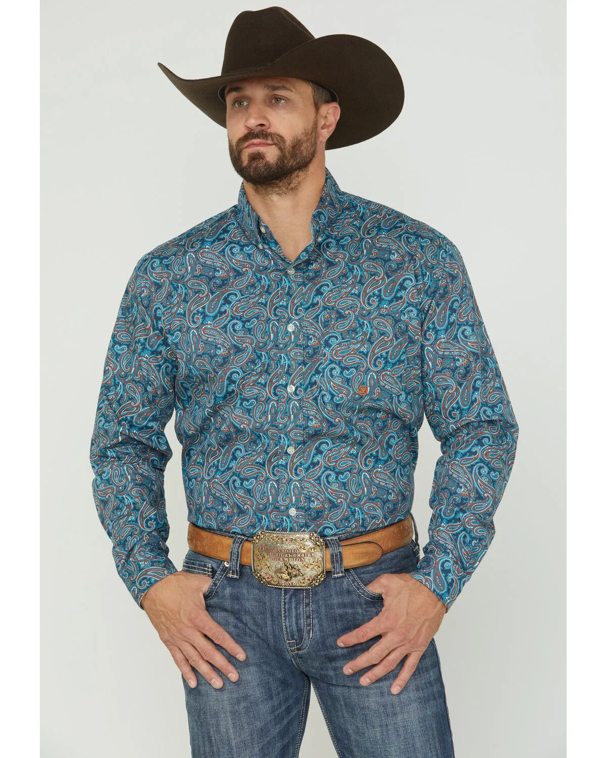 Roper Men's Autumn Sky Paisley Print Long Sleeve Button Down Shirt