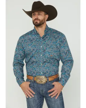 Roper Men's Autumn Sky Paisley Print Long Sleeve Button Down Shirt