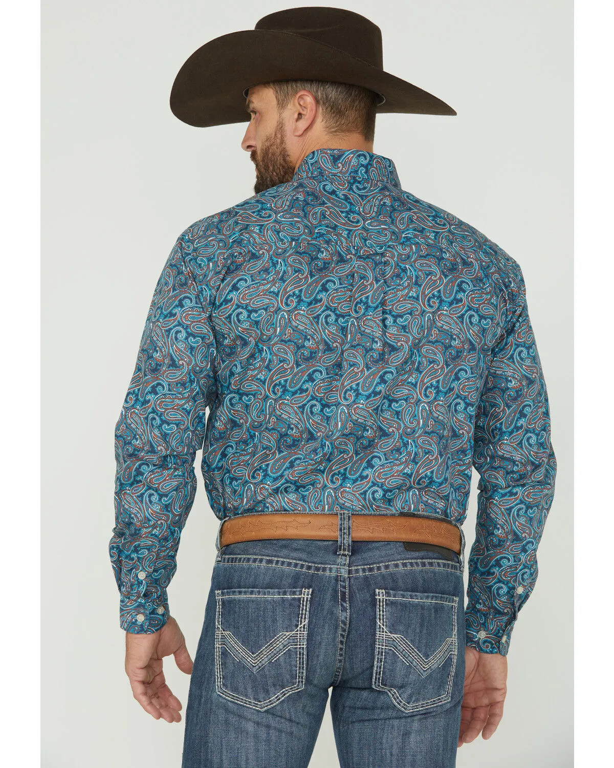 Roper Men's Autumn Sky Paisley Print Long Sleeve Button Down Shirt