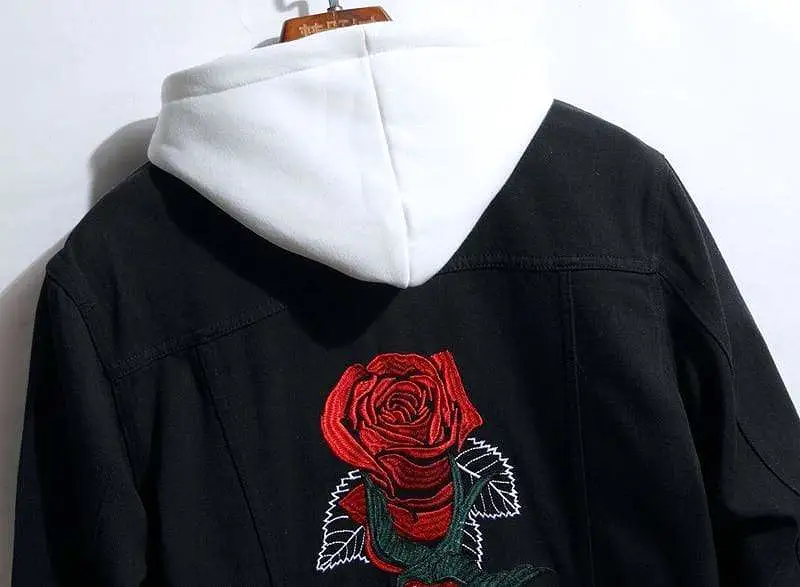 Rose Embroidered Denim Jacket