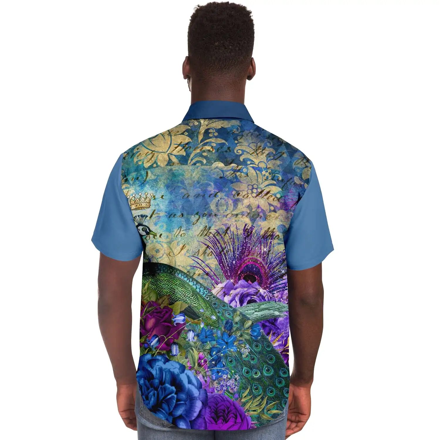 Royal Peacock Short Sleeve Button Down Shirt