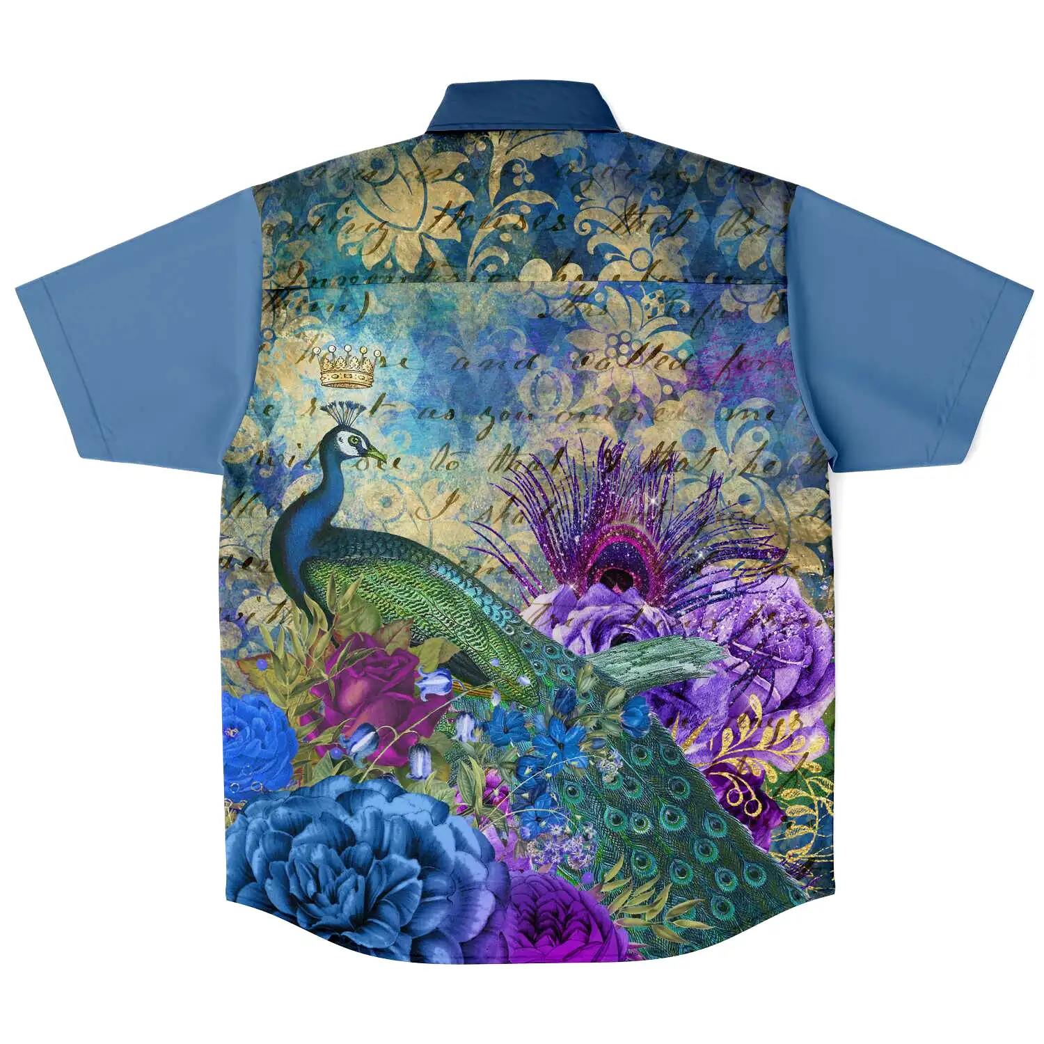 Royal Peacock Short Sleeve Button Down Shirt