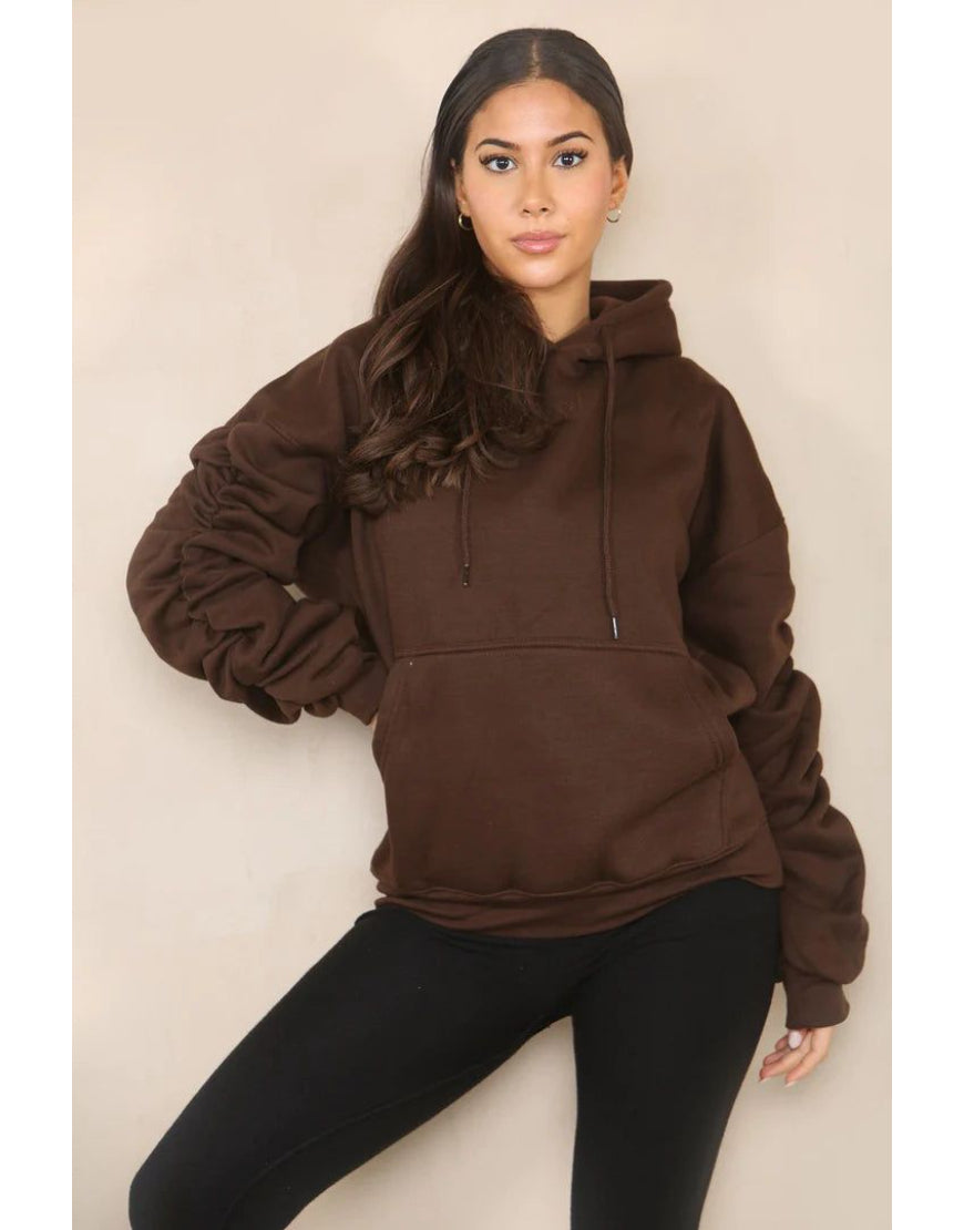 Ruched Fleece Hoodie