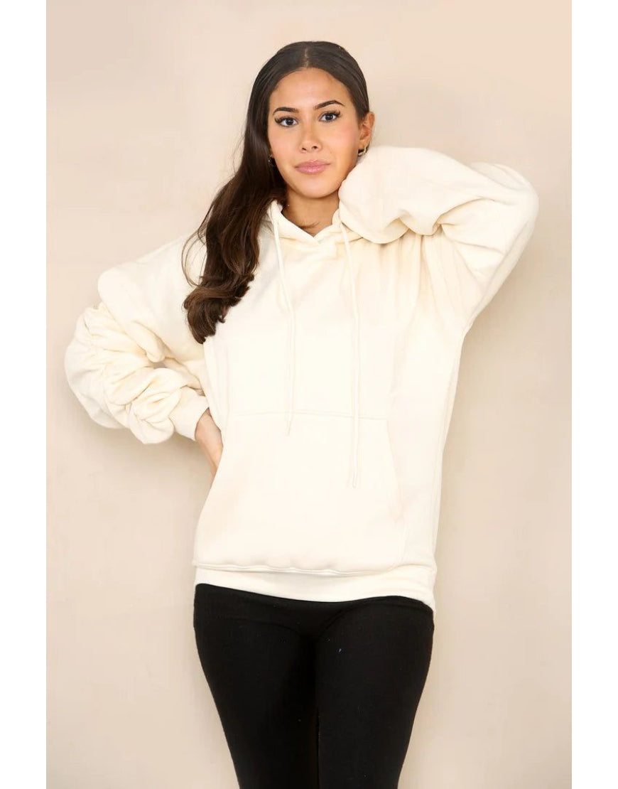 Ruched Fleece Hoodie