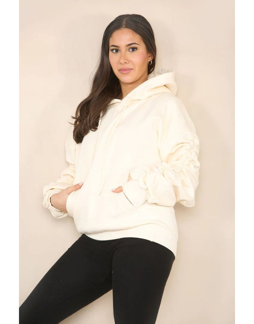 Ruched Fleece Hoodie