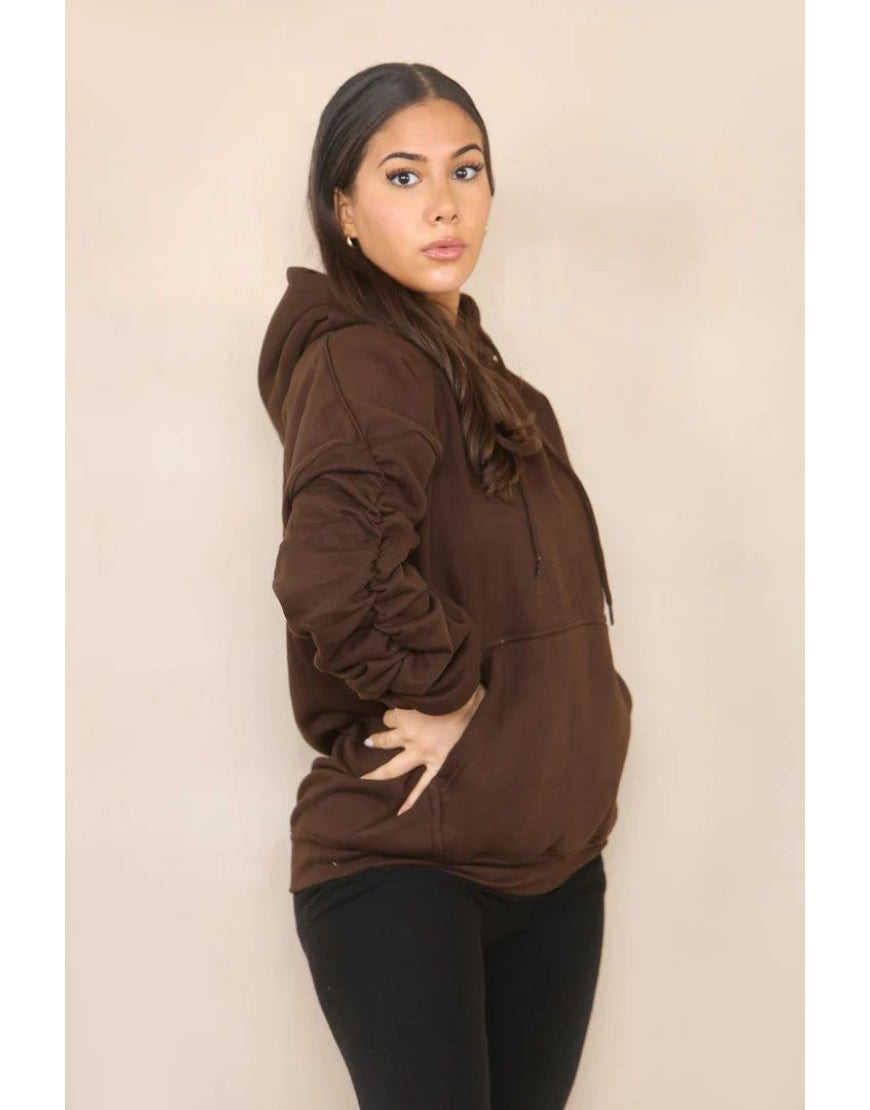 Ruched Fleece Hoodie