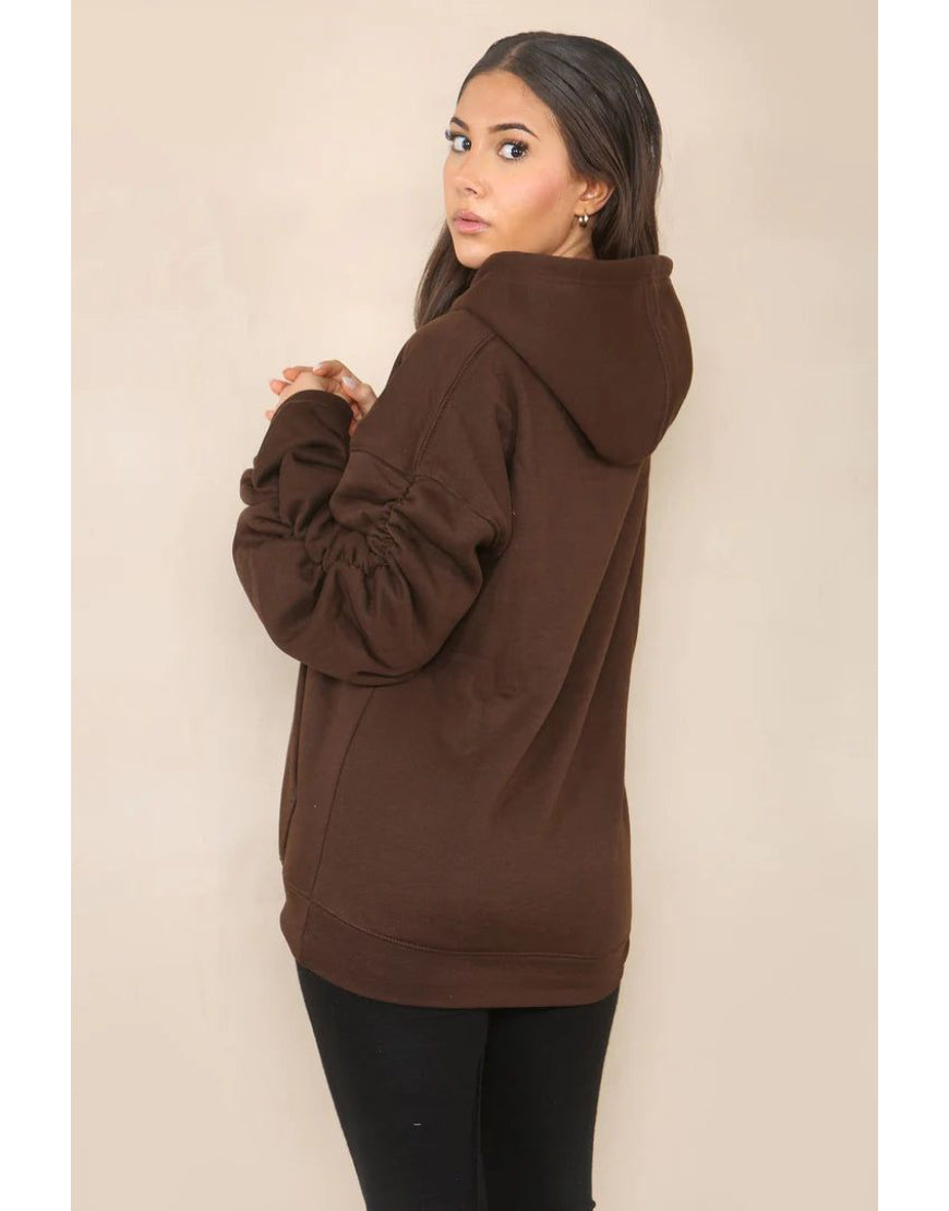 Ruched Fleece Hoodie