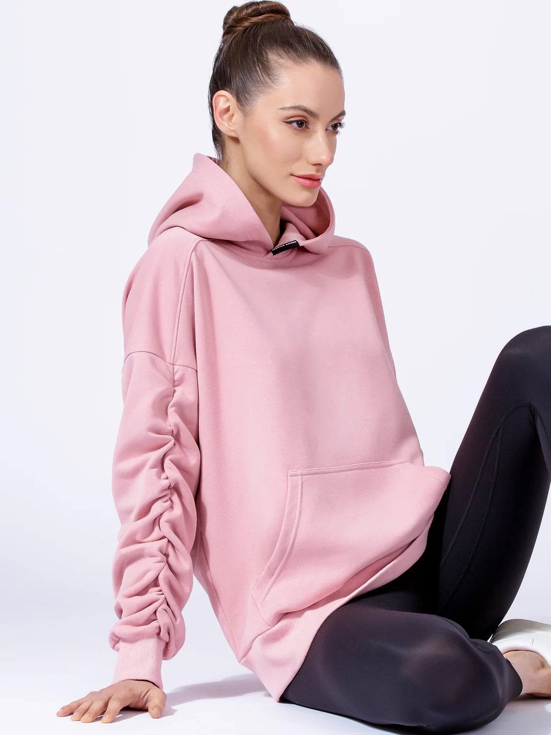 Ruched Fleece Hoodie