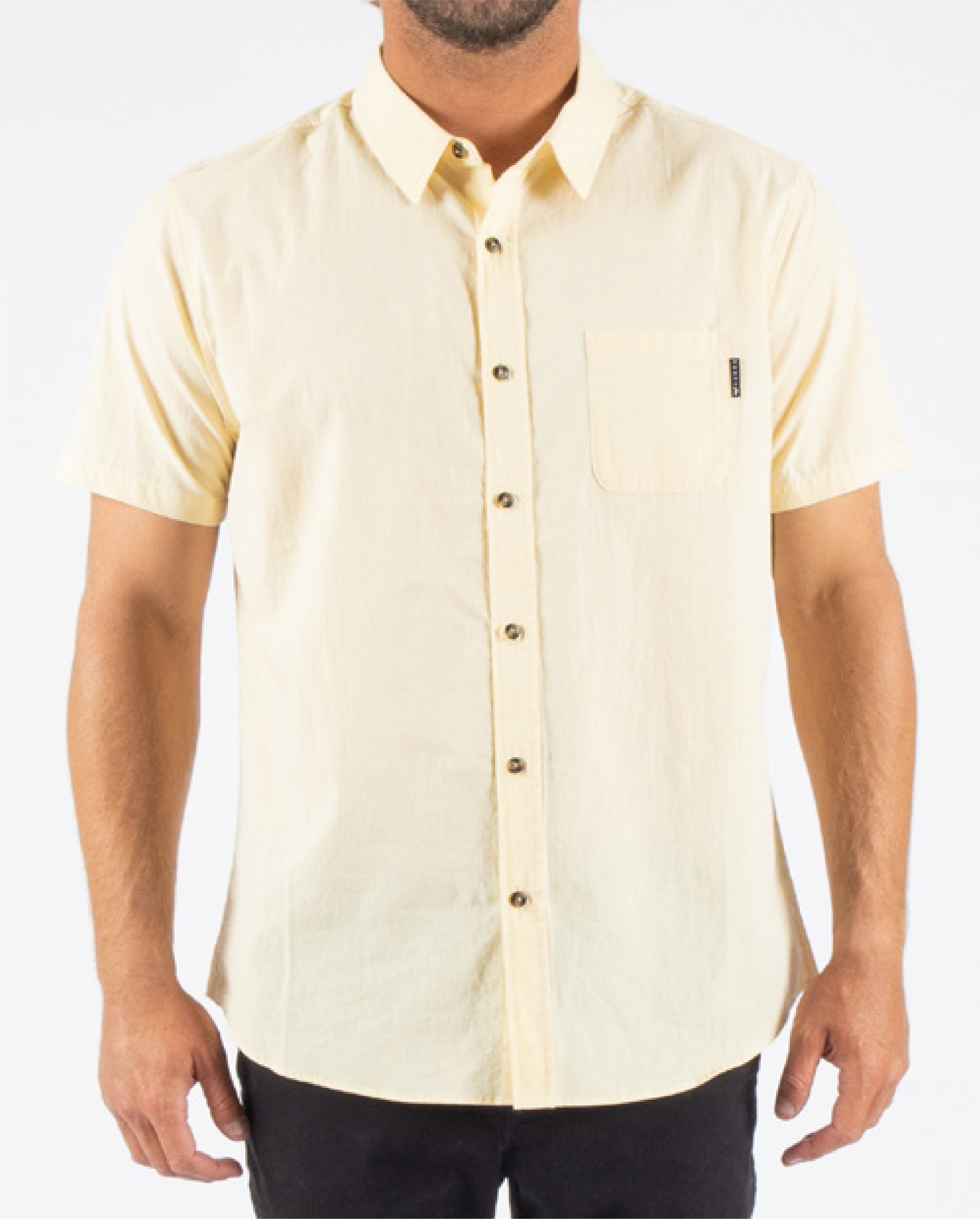 Rusty USA Base Mens Short Sleeve Shirt BONE