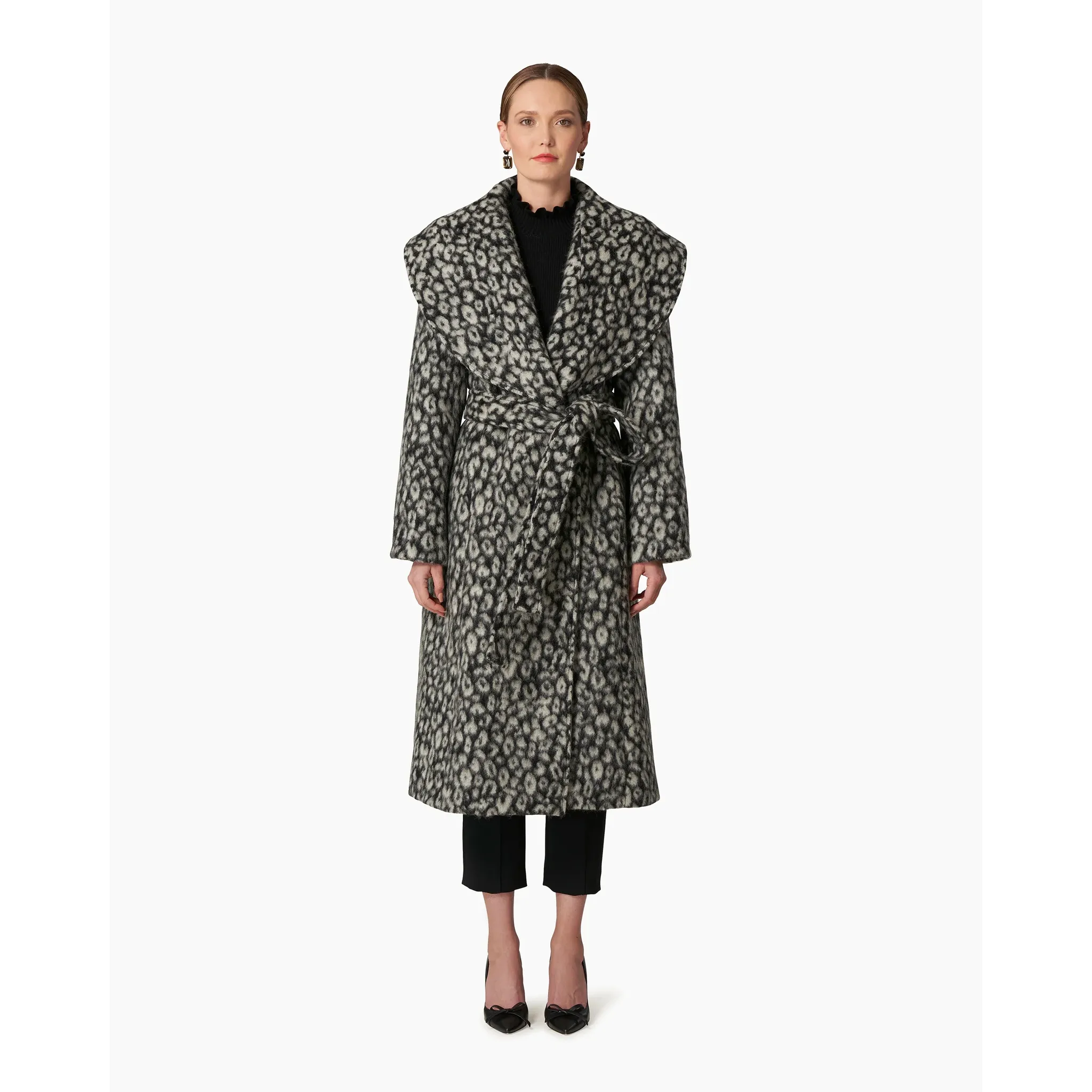 Shawl Collar Coat | Black Multi