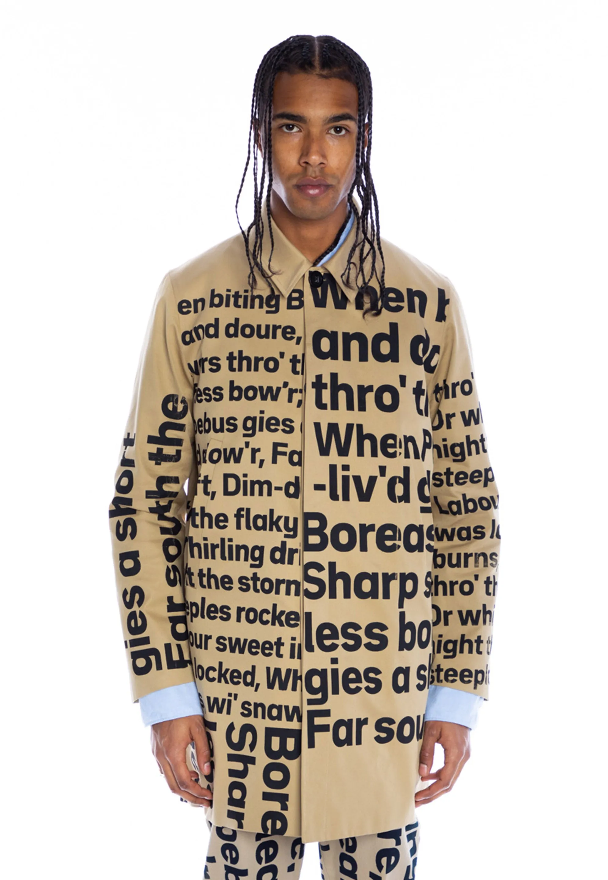 SILK SCREENED 'ROBERT BURNS' MEN'S MAC COAT