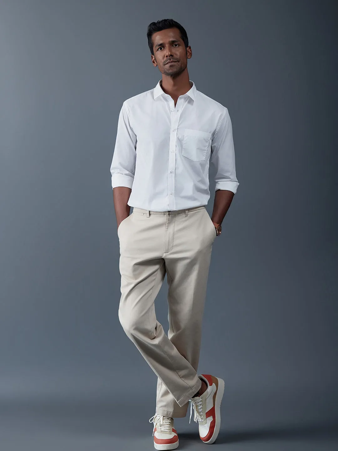 Spread Collar Classic Cotton Oxford White Shirt - Daystart