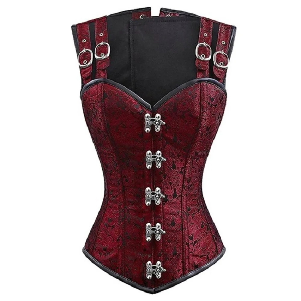 Steampunk Women Bustier Spiral Steel Boned Waist Trainer Gothic Corsets Overbust Lingerie Vest Body Shaper