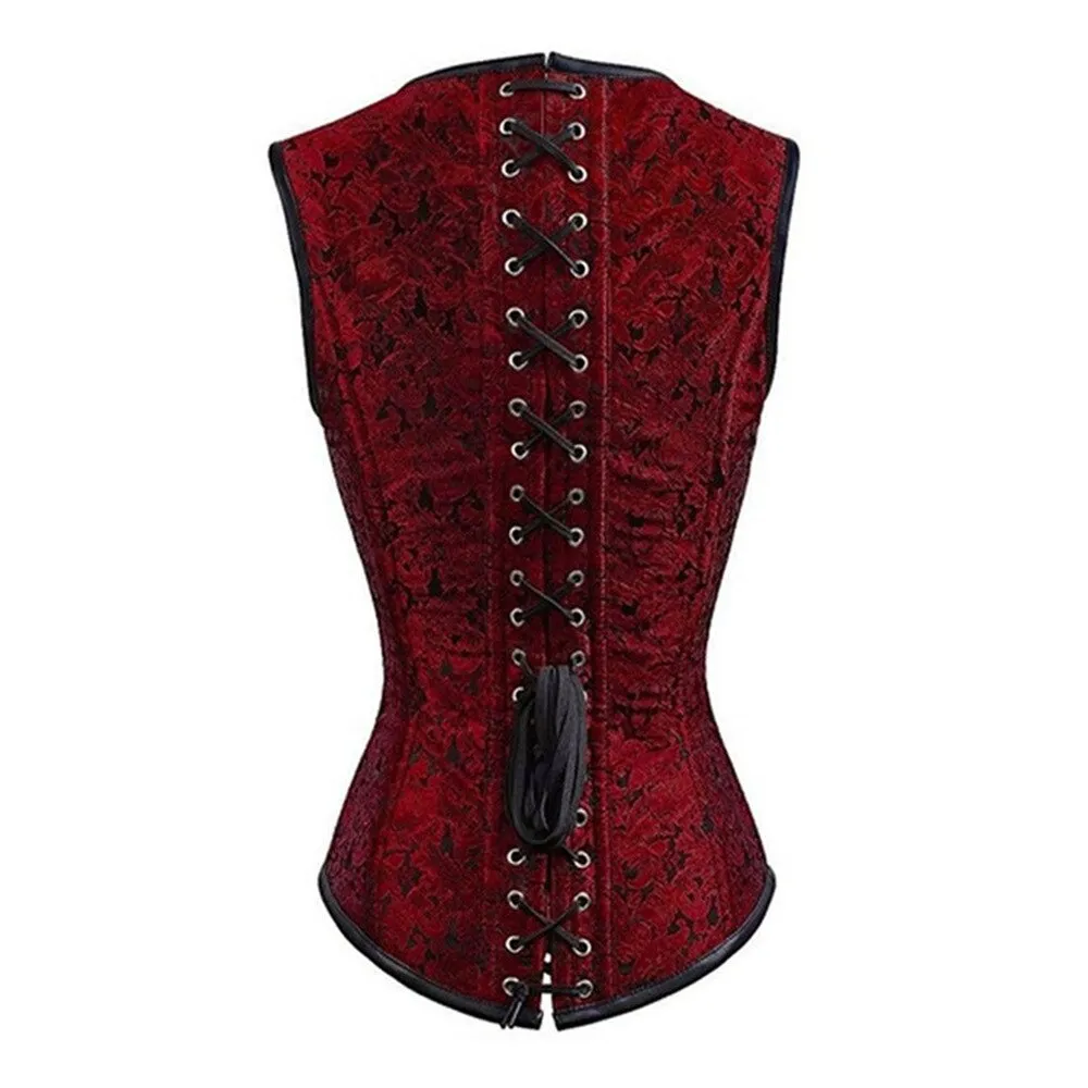 Steampunk Women Bustier Spiral Steel Boned Waist Trainer Gothic Corsets Overbust Lingerie Vest Body Shaper