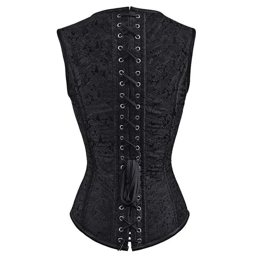 Steampunk Women Bustier Spiral Steel Boned Waist Trainer Gothic Corsets Overbust Lingerie Vest Body Shaper