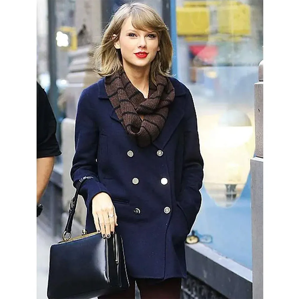 Taylor Swift NYC Street Style Navy Peacoat