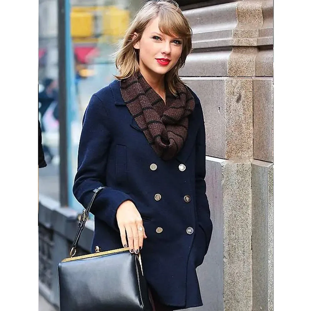 Taylor Swift NYC Street Style Navy Peacoat