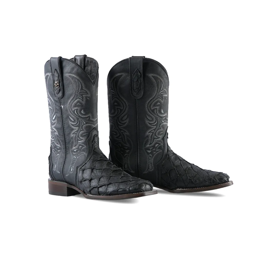 Texas Country Western Boot Piraruco Ext Matte Black E12 Square Toe