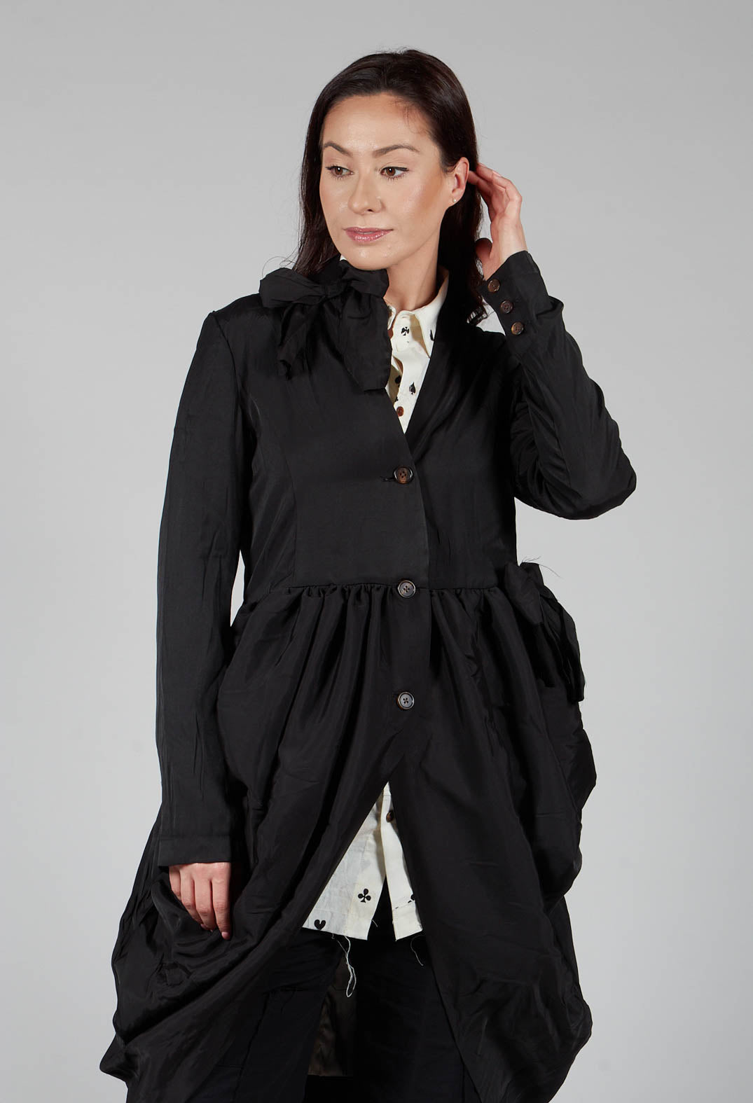 Treasury Drape Coat in Black