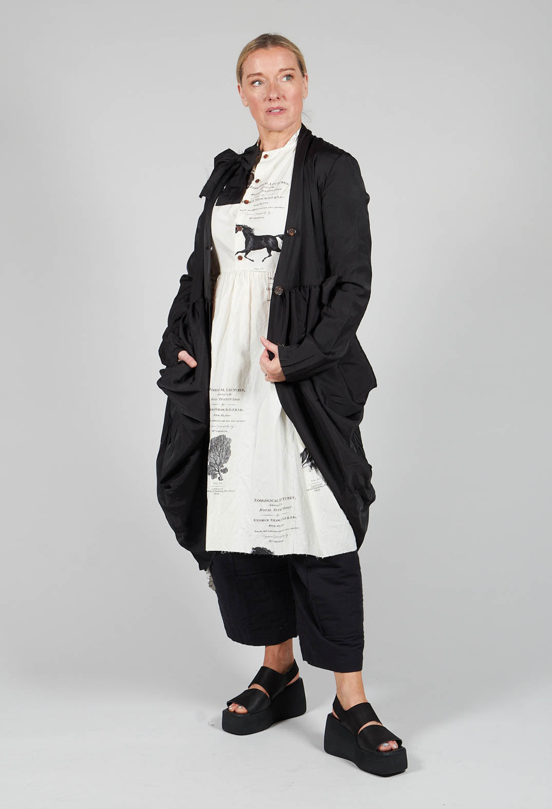 Treasury Drape Coat in Black